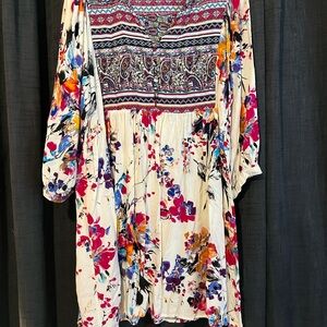 Floral Bohemian Dress with Multicolor Patterns - 2XL